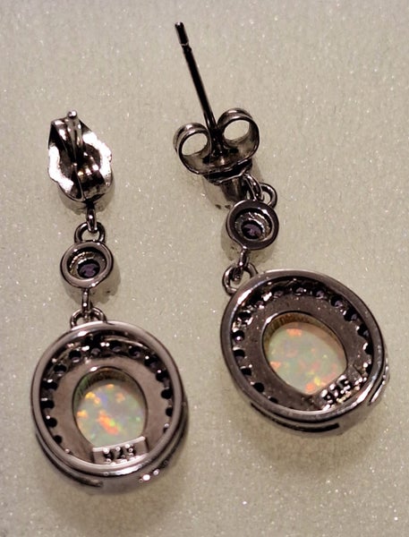 OPAL & AMETHYST STERLING SILVER EARRINGS Carousel 2