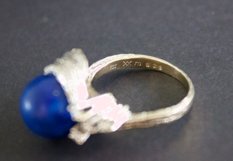 14ct White Gold Lapis Lazuli & Diamond Ring Carousel 3