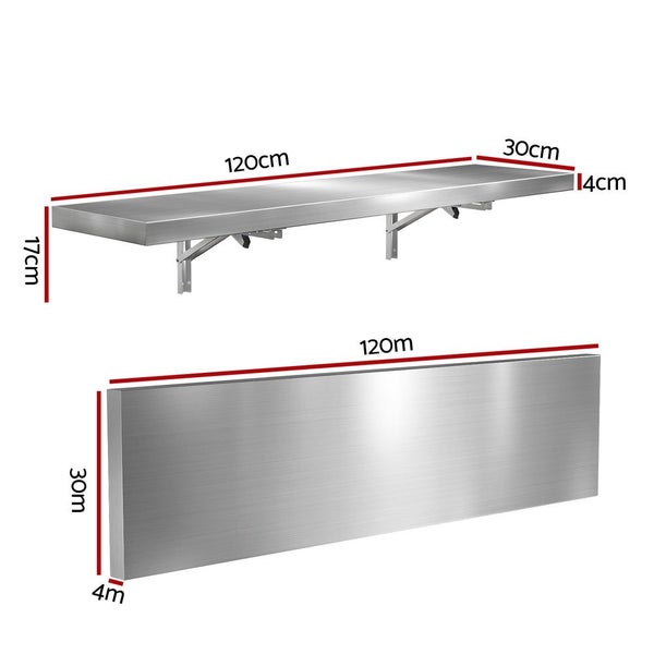 Cefito Commercial Stainless Steel Wall Shelf Kitchen Storage Rack 1200X300mm Carousel 2