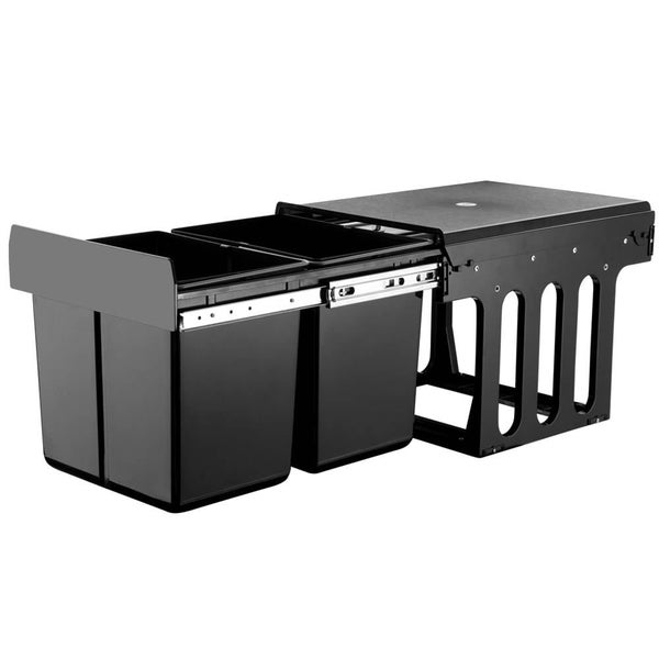 Cefito Pull Out Bin Kitchen Double Basket 2X15l Black Carousel 1