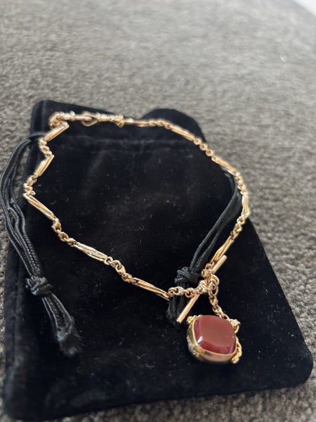 Antique 9ct Rose Gold Chain Carnelian Bloodstone Fob pendant W.J.P England Carousel 11