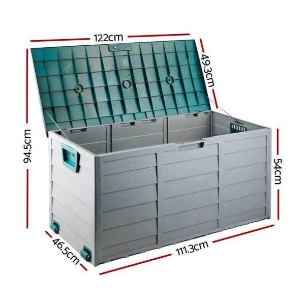 Gardeon Outdoor Storage Box 290L Lockable Organiser Garden Deck Shed Tool Green Carousel 2