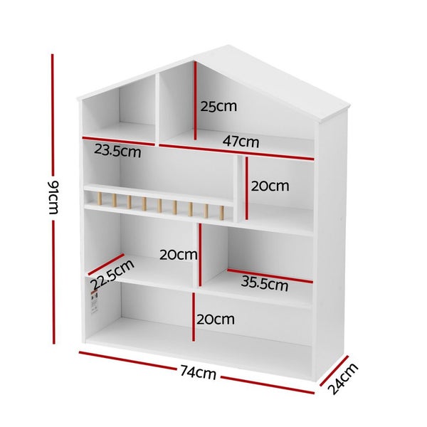 Keezi 4 Tiers Kids Bookshelf Wooden Bookcase Display Storage Organiser Cabinet W Carousel 2