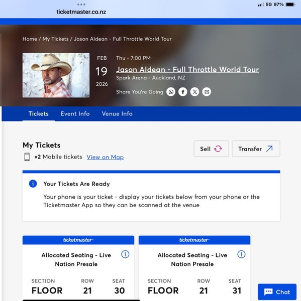 2 x seated Jason Aldean Concert Tickets 19 Feb 202664685153274626110