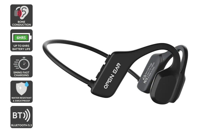 Kogan Open-Ear Bone Conduction Sports Headphones (Black) Carousel 1