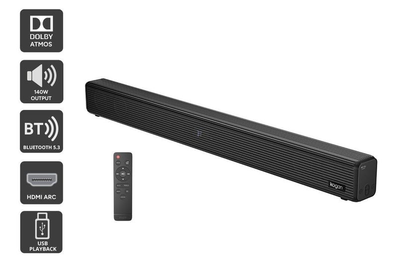 Kogan 2.1 Channel 140W Dolby Atmos Soundbar with Built-in Subwoofer Carousel 1