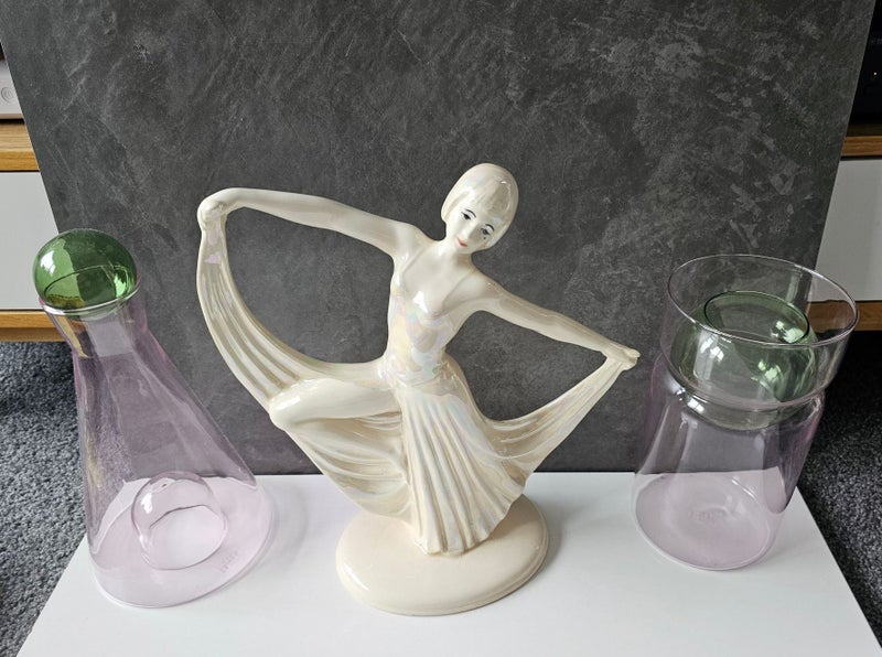 Art Deco Dancer. Pearlescence Glaze. Chalkware or Bonded Marble. Carousel 2