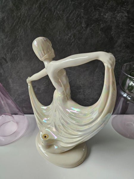 Art Deco Dancer. Pearlescence Glaze. Chalkware or Bonded Marble. Carousel 6