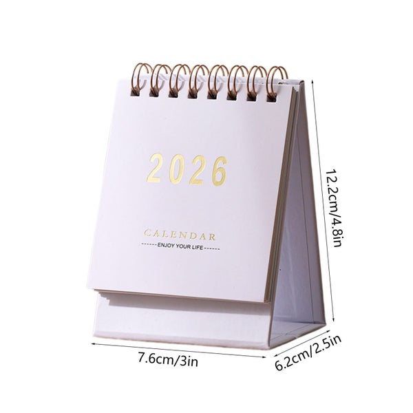Mini Desk Calendar 2026 - 2026 Small Desktop Calendar Thick Paper Twin-Wire Carousel 9