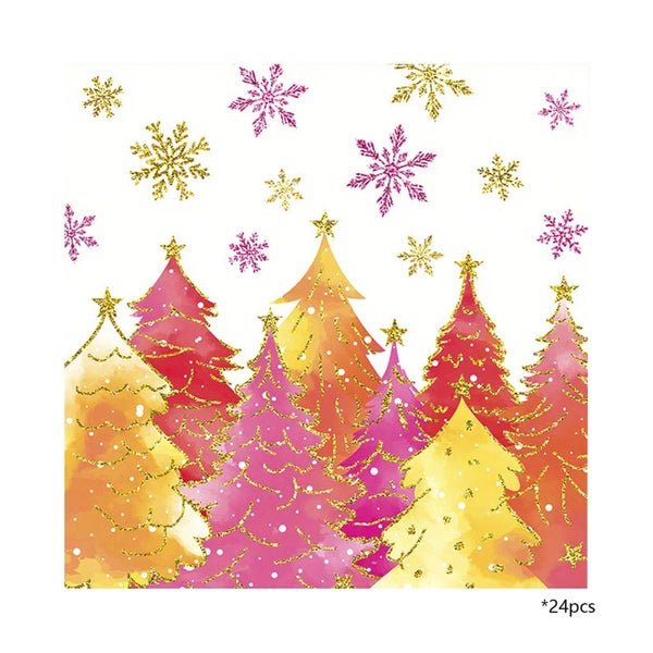 24 Pcs Christmas Disposable Paper Napkins Decorative Xmas Tree Printed Pape Carousel 2