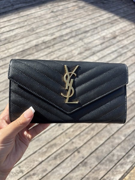 Saint Laurent Cassandre Long Wallet – Black & Gold64686187706369113