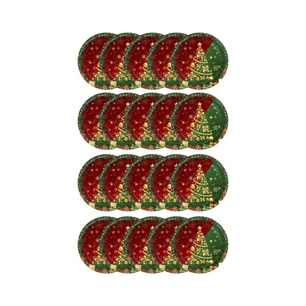 20 PCS Christmas Party Supplies, Red and Green Christmas Tree Dinnerware Ch Carousel 2