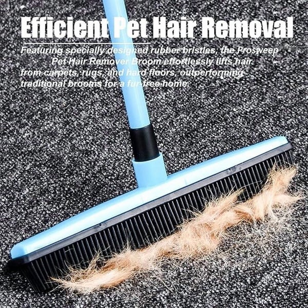 Pet Hair Removal Rubber Broom with Built-In Squeegee, Adjustable Stainless Carousel 7