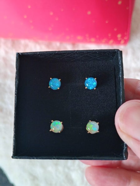 Genuine opal earrings round 6mm. 2 pairs boxed new .last box Carousel 2