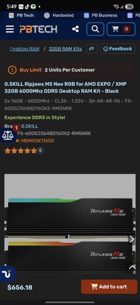 32GB DR5 60000mhz G Skill Trident AMD Exop64690717240193112