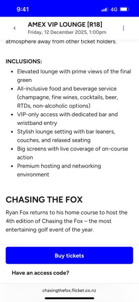 Chasing the fox - VIP Lounge - 2 tickets64691265057923112