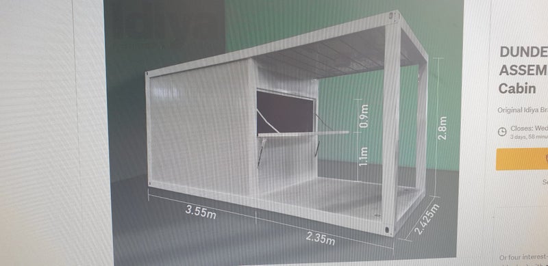 Cabin 6 x 2.5m. Insulated with trifold double glazed door. Furnished. Carousel 4