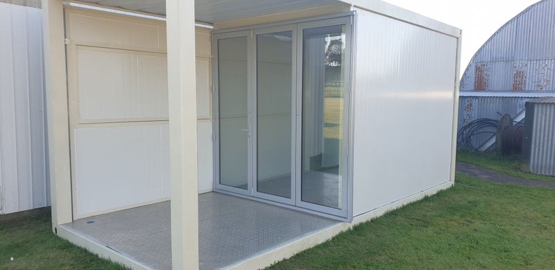 Cabin 6 x 2.5m. Insulated with trifold double glazed door. Furnished. Carousel 1