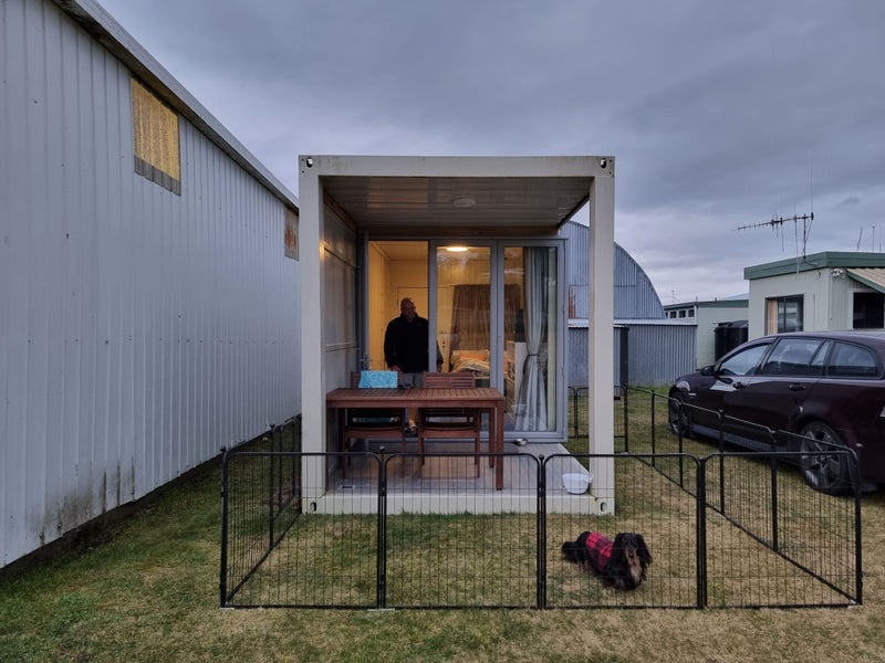 Cabin 6 x 2.5m. Insulated with trifold double glazed door. Furnished. Carousel 2