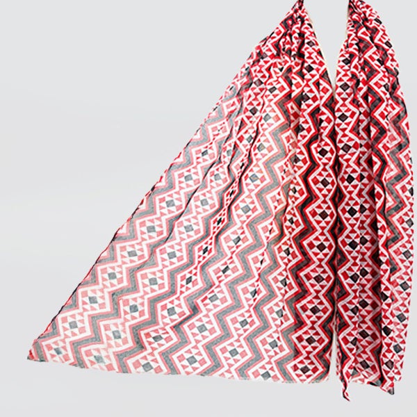Red & Black 'Maori Weave' Scarf Carousel 1