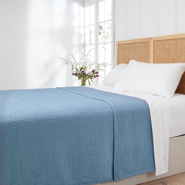 Waffle Cotton Blend Blanket - Single/Double - 190 x 220cm - Periwinkle Carousel 1