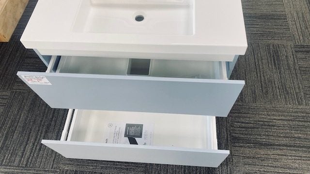 900 HARROW WALL HUNG 2 DRAW VANITY IN ICEBERG WITH PONTI BASIN Carousel 2