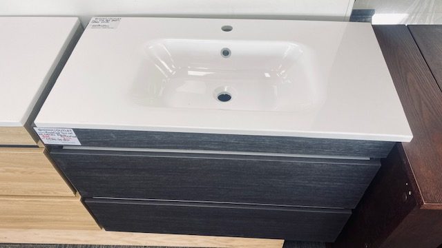 900 BROOKFIELD W/H 2 DRAWER VANITY - BURNISHED WOOD W/ VIA BASIN & COSMETIC DRAW Carousel 1