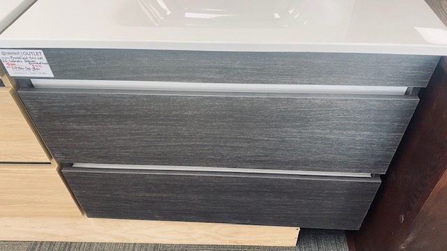 900 BROOKFIELD W/H 2 DRAWER VANITY - BURNISHED WOOD W/ VIA BASIN & COSMETIC DRAW Carousel 2