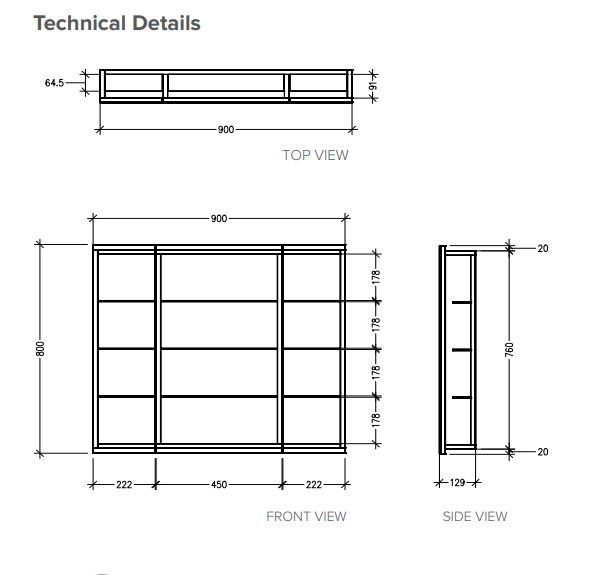 AVON 900 MIRROR CABINET - CHARRED ELM Carousel 3
