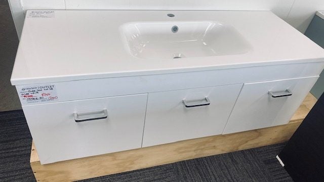 1200 QUBE WALL HUNG VANITY IN GLOSS WHITE WITH VIA BASIN Carousel 1