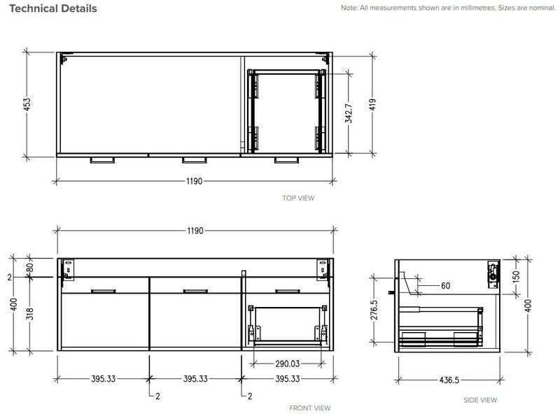 1200 QUBE WALL HUNG VANITY IN GLOSS WHITE WITH VIA BASIN Carousel 5