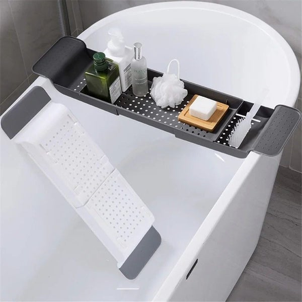 Bathtub Shelf Extendable Tray Bath Caddy Carousel 1