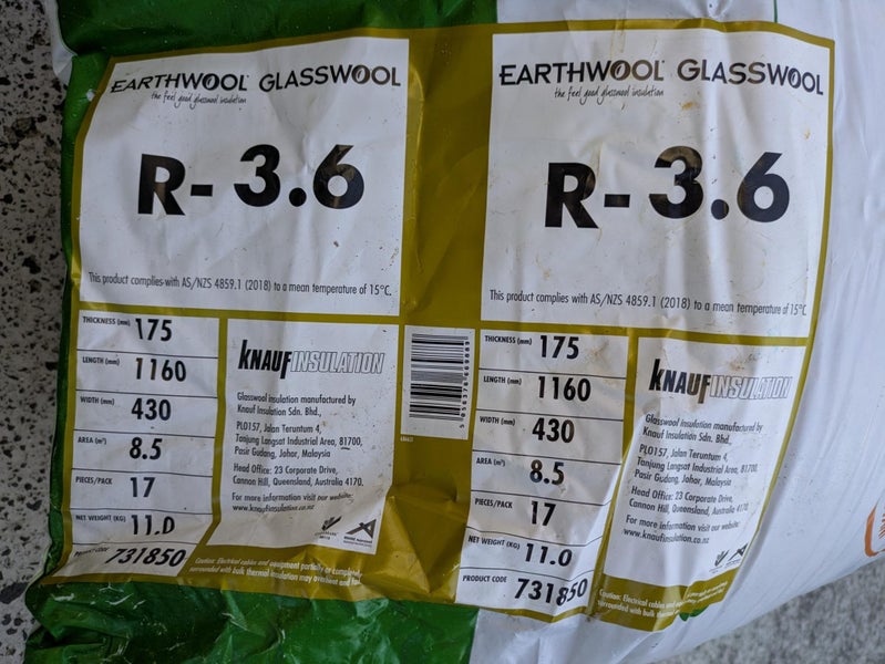 Earthwool Glasswool Ceiling Insulation Batt R3.6 175mm x 430mm x 1160mm 8.5m² Carousel 2