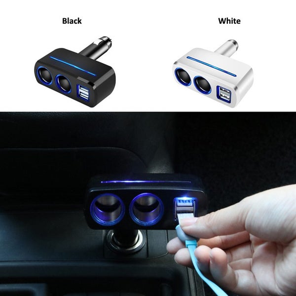 Dual Car Cigarette Plug Converter With Dual USB Adapter For Cars Carousel 6