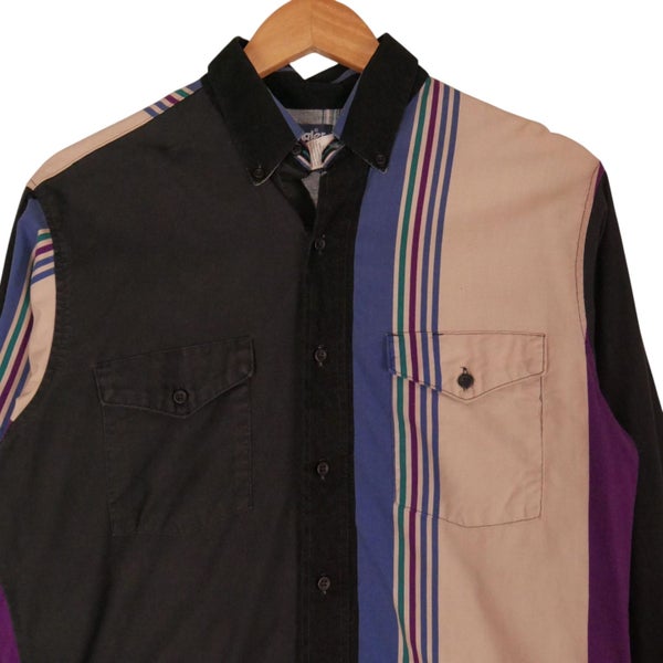 Vintage 90s Wrangler Stripe Cowboy Button Up Shirt Medium Carousel 2