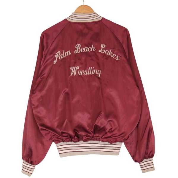 Vintage 1980s Wrestling Made in USA Satin Bomber Jacket Large Carousel 1