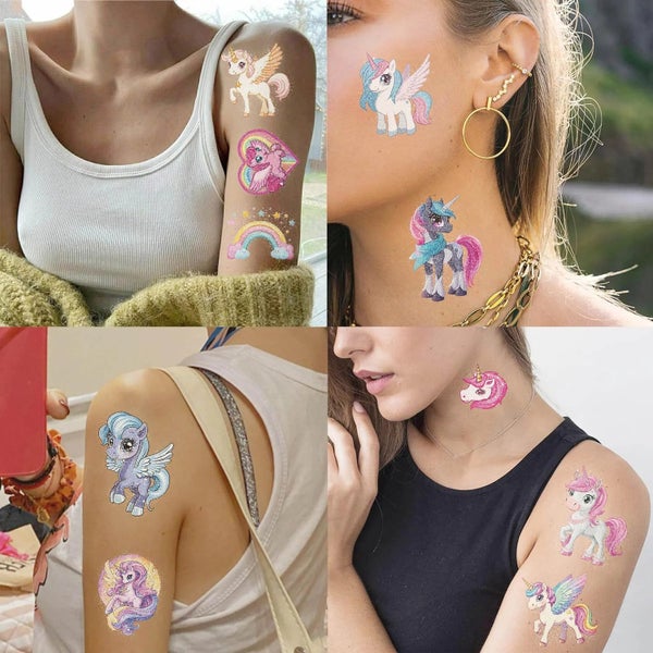 Tattoo Stickers - Glittering Unicorns - 14 Sheets64746807236867111