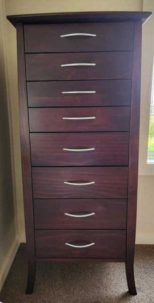 Halifax Tallboy Slim 8 Drawer - Dark Cherry Wood Carousel 1