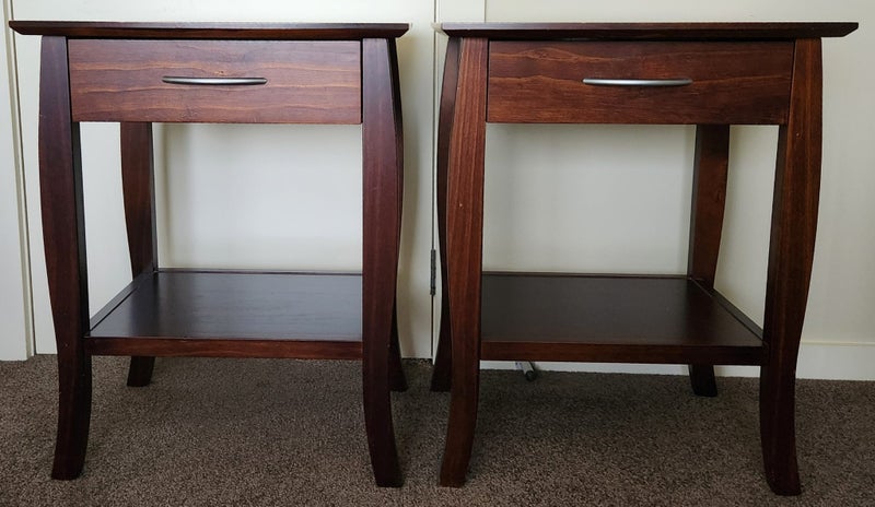 Halifax Bedside Table x 2 - Dark Cherry Wood Carousel 1