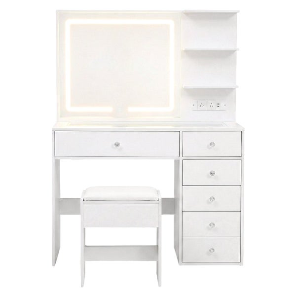 Dressing Table Led Vanity Desk Set Stool White Carousel 2