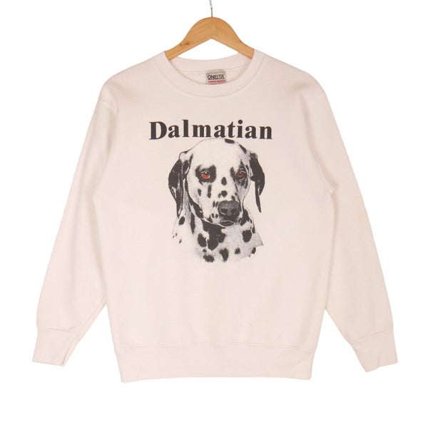 Vintage 90s Made in USA Dalmatian Print Crewneck Sweatshirt Small Carousel 1