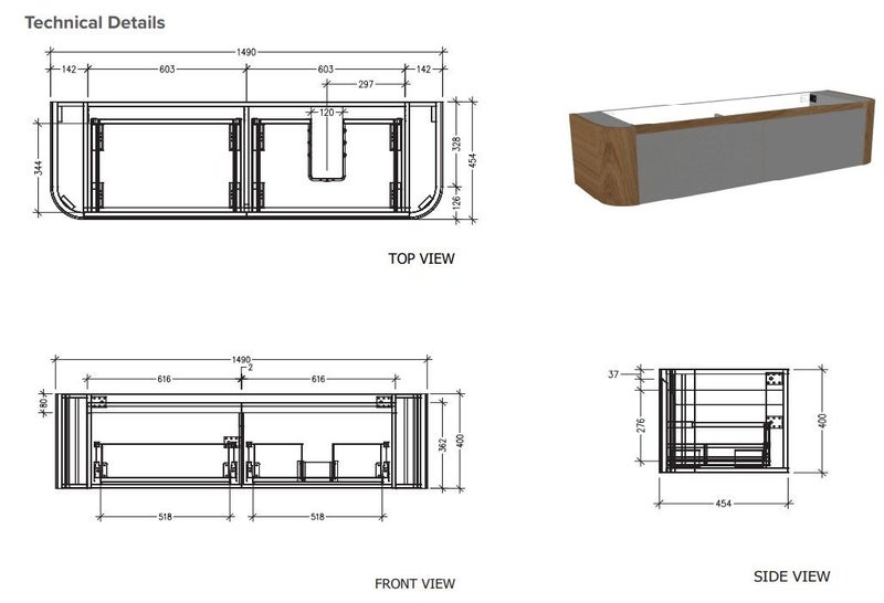 1500 NORAH CURVED LUXE RIGHT OFFSET BASIN 2 DRAW IN SMOKEY OAK $ OPTIONAL BASIN Carousel 7