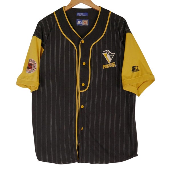 Vintage 90s Starter NHL Pittsburgh Penguins Baseball Jersey Top Large Carousel 1