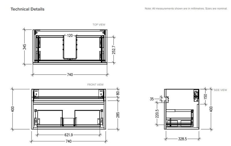 BROOKFIELD 750 SLIM WALL HUNG 1 DRAW VANITY IN GLOSS WHITE Carousel 3