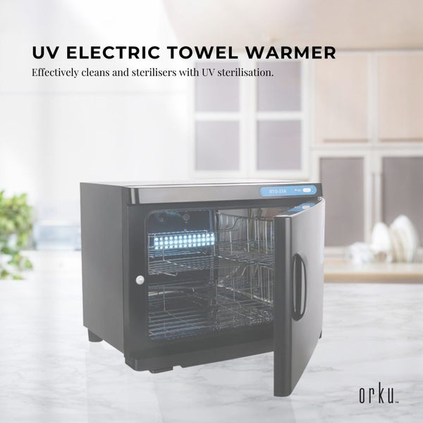 Orku 23L Black UV Electric Towel Warmer Steriliser Cabinet Salon Heat Sanitiser Carousel 2