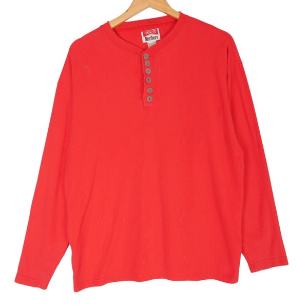 Vintage 90s Marlboro Long Sleeve Henley Tee Medium Carousel 1