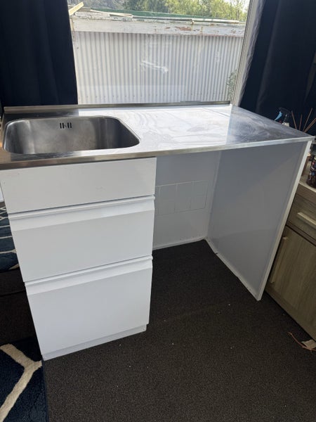 Laundry Tub Front Loader 1120 wide 600 deep double drawers Left Basin64694147310722110