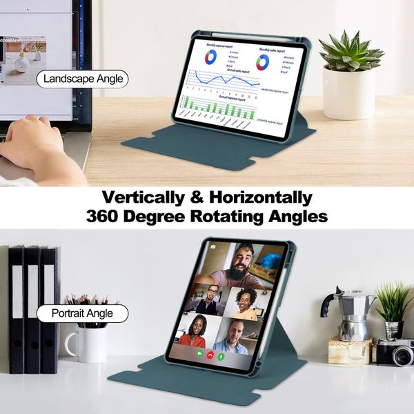 iPad Air 13 (2025, M3) Rotating Acrylic Back PU Leather Case [Teal] Carousel 2