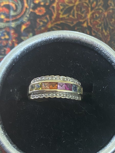 9ct gold multi stoned ring Carousel 1