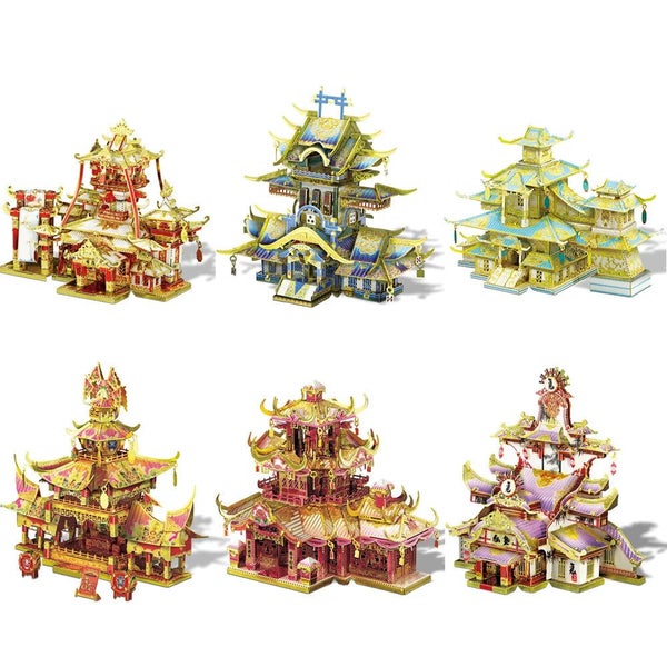 Chinese Ancient Buildings 3D Metal Puzzle Kit For Home Decor Carousel 2